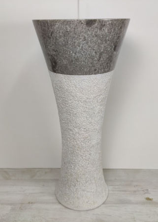 Напольная раковина из мрамора Indo Pedestal Cream/Greey MN-390 фото