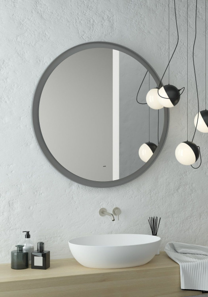 Зеркало с подсветкой, сенсорным выключателем Art&Max Napoli AM-Nap-800-DS-F-Grey 80x80 фото