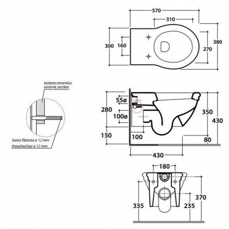Унитаз подвесной Simas Vignoni VI18nero matt черный матовый фото