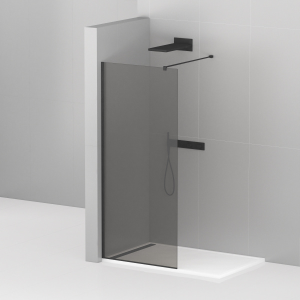 Душевая перегородка Cezares Liberta LIBERTA-L-1-110-120-GR-NERO стекло графит, профиль черный фото