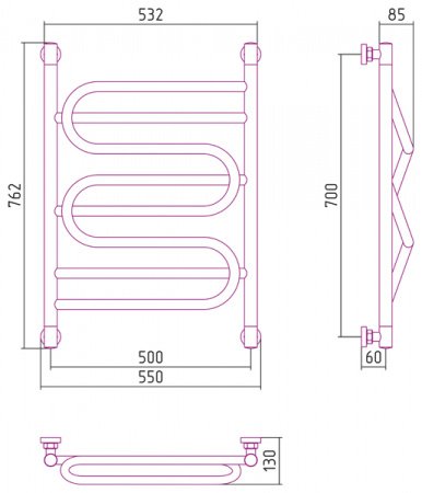 Водяной полотенцесушитель Сунержа Иллюзия 70x50 00-0210-7050 фото