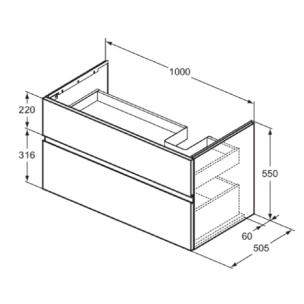 Тумба с раковиной Ideal Standard Finesse E3446UQ 100 см, пепельно-голубая матовая фото