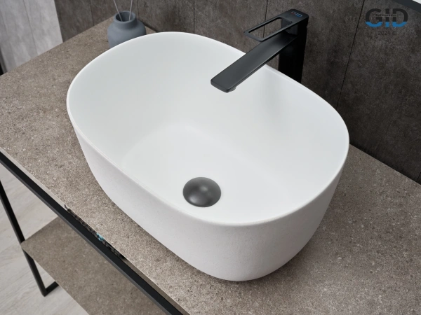 Накладная раковина GID N9302wg 51220 45x32 белая матовая / белый графит фото