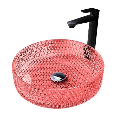 Накладная раковина стеклянная Abber Glas AK2301OR 39x39 красная фото