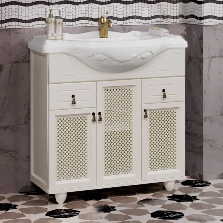 Тумба напольная Opadiris Тибет 85 00-00002847 слоновая кость/с решёткой фото