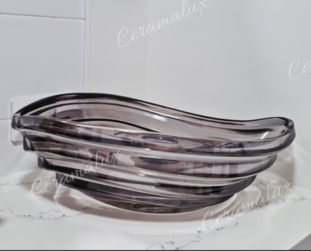 Накладная раковина из стекла CeramaLux GL50G 50x36 графит фото