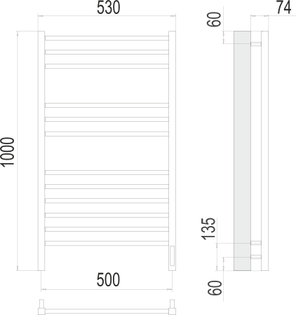 Полотенцесушитель электрический Terminus Сицилия П12 500х1000 4670078526298 фото