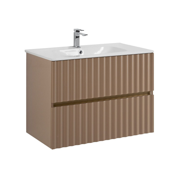 Тумба под раковину Art&Max Elegant AM-ELEGANT-800-2C-SO-CM-LED капучино матовый / с подсветкой фото