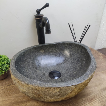 Накладная раковина из речного камня RS01151 (41*38*15) E13 фото