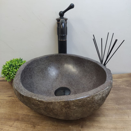 Накладная раковина из речного камня RS01156 (36*35*15) фото