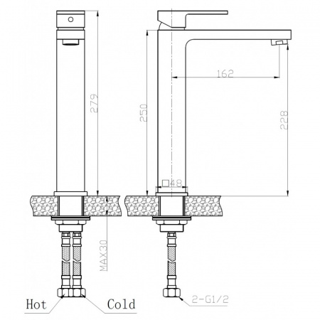Высокий смеситель для раковины Weltwasser WW MX KASSEL 715 фото