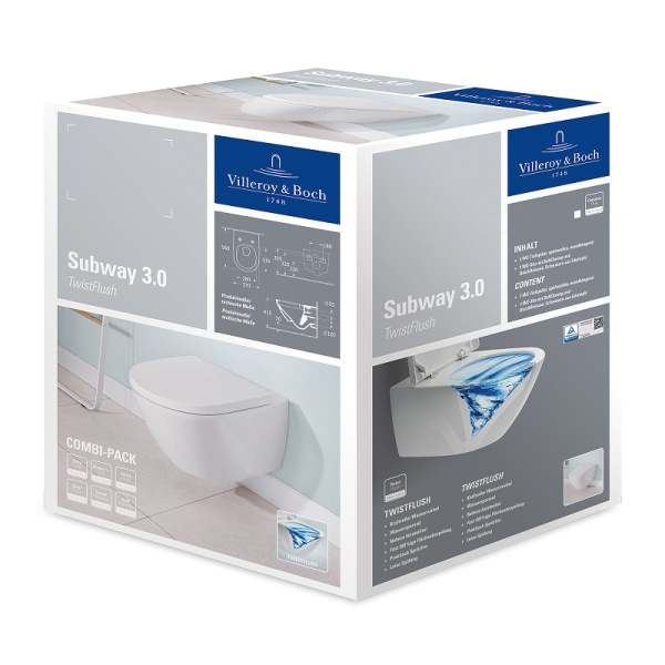Унитаз подвесной Villeroy&Boch Subway 3.0 4670TS01 с сиденьем soft close фото