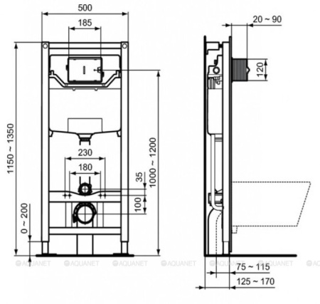 Унитаз с инсталляцией Ideal Standard Prosys Eurovit K881201PT15 фото