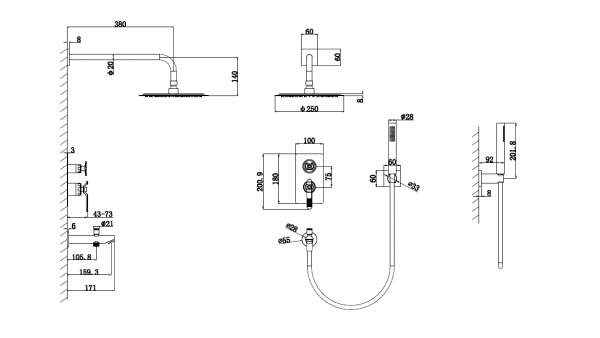 Душевая система скрытого монтажа Bronze de Luxe 1760 6630CG матовое золото фото