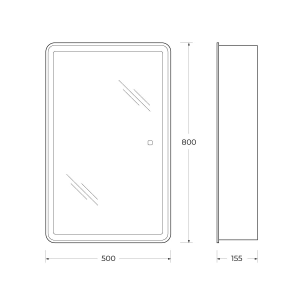 Зеркало-шкаф со встроенной подсветкой и сенсорным выключателем BelBagno SPC-MAR-500/800-1A-LED-TCH 50x80 фото