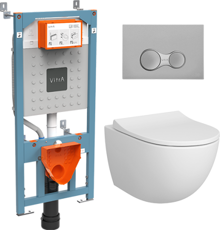 Комплект VitrA Sento Hygiene 9830B003-7207 подвесной унитаз + инсталляция + кнопка фото