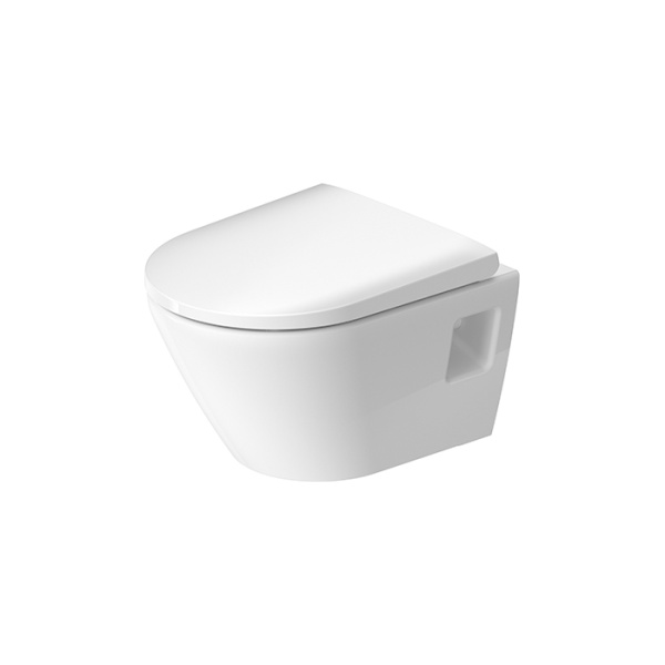 Подвесной унитаз безободковый, укороченный Duravit D-Neo 45870900A1 (2587090000+0021690000) с сиденьем фото