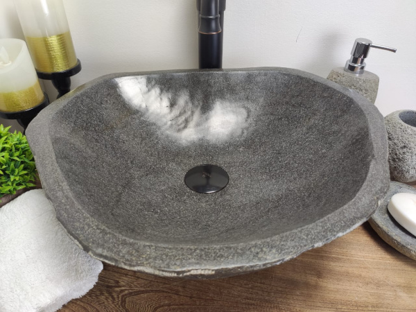 Накладная раковина из речного камня RS0623 (47*40*15) фото