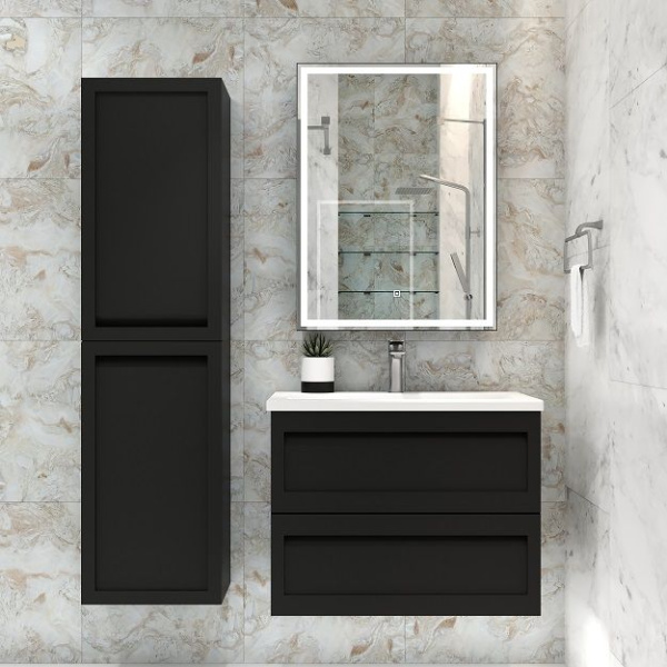 Зеркало-шкаф с подсветкой Art&Max Techno AM-Tec-600-800-1D-DS-F-Nero 60x80 черный матовый фото