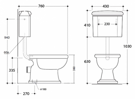 Бачок для унитаза Tiffany World Bristol TWBR22bi для средней трубы фото