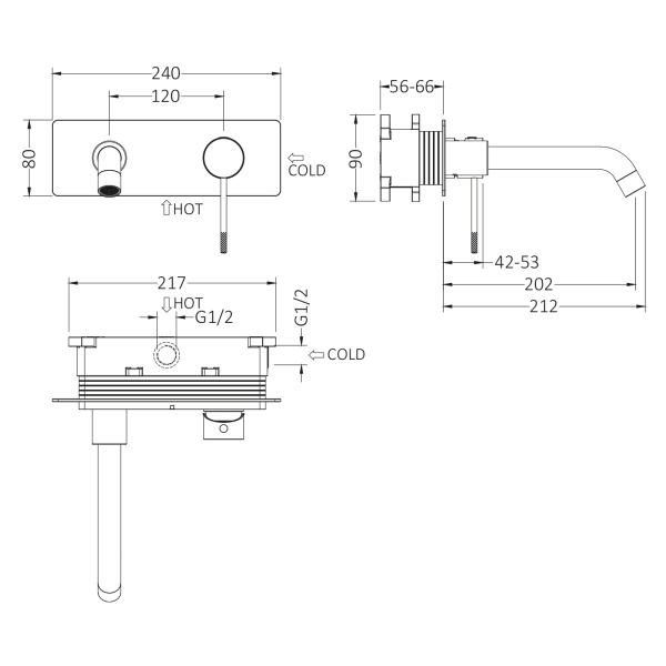Настенный смеситель для раковины Timo Saona 2371/17SM Золото матовое фото