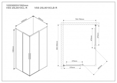 Душевой уголок Vincea Slim VSS-2SL8010CLB-R 100x80 фото