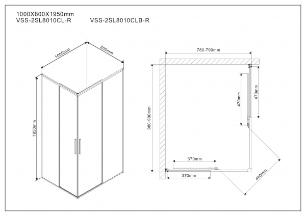 Душевой уголок Vincea Slim VSS-2SL8010CLB-R 100x80 фото
