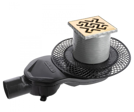 Душевой трап Berges Platz Antik 100х100 боковой слив, бронза фото