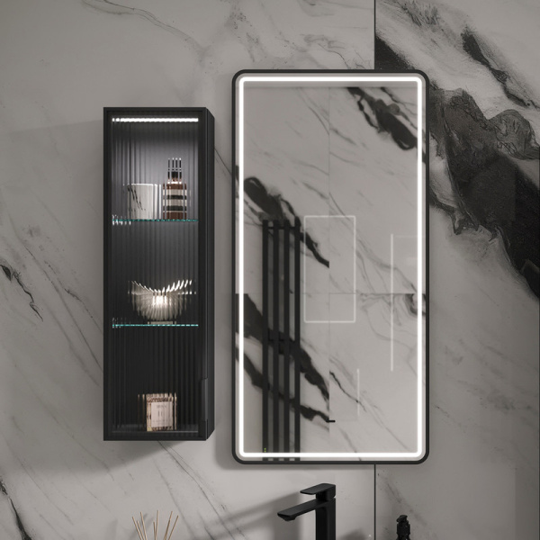 Зеркало с подсветкой, сенсорным выключателем EQUIL Stoune zkSTOUNE50-15 50x90, черное фото