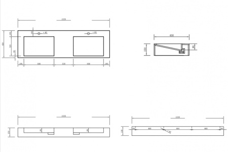 Двойная раковина подвесная Abber Stein AS2643-1.5 152x45 белая матовая фото