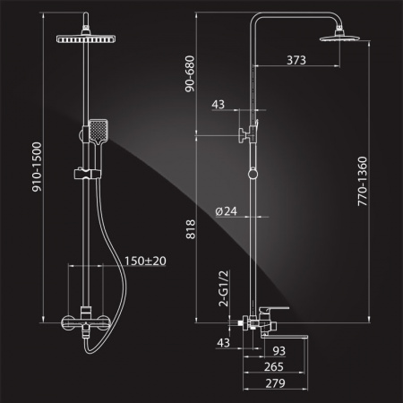 Душевая система (стойка) Elghansa Heffen 2353520-2H фото