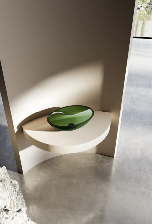 Накладная раковина Abber Kristall AT2802Emerald 50x35 зеленая фото