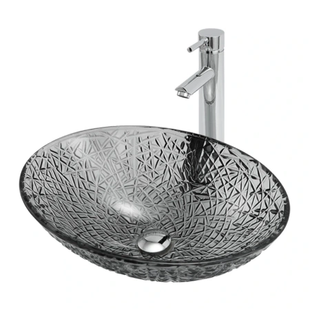 Накладная раковина стеклянная Abber Glas AK2303B 50x35 черная фото