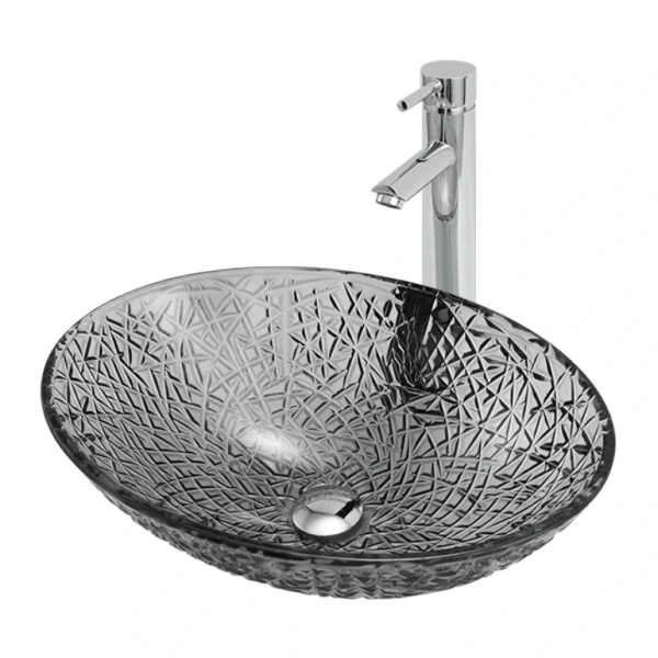 Накладная раковина стеклянная Abber Glas AK2303B 50x35 черная фото