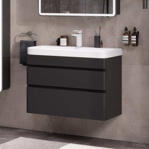 Тумба под раковину EQUIL Eltoro 80 tpELTR80.2Y-03 черный софт фото