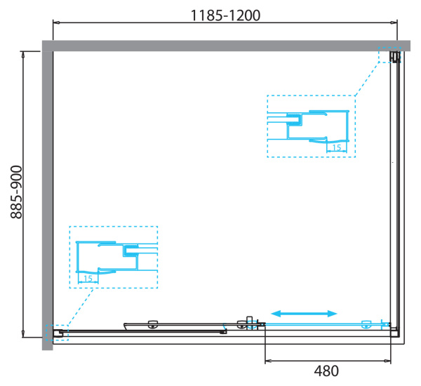 Душевой уголок BelBagno DUE DUE-AH-1-120/90-C-CR фото