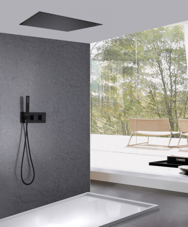 Душевая система скрытого монтажа с термостатом Abber Daheim AF8255B черная матовая фото