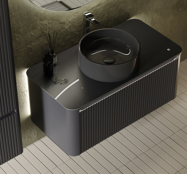 Тумба под раковину с подсветкой Jorno Lumino 100 Lum.01.100/P/A/JR антрацит фото