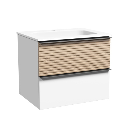 Тумба под раковину Sancos Delta DL60W дуб светлый/белый фото