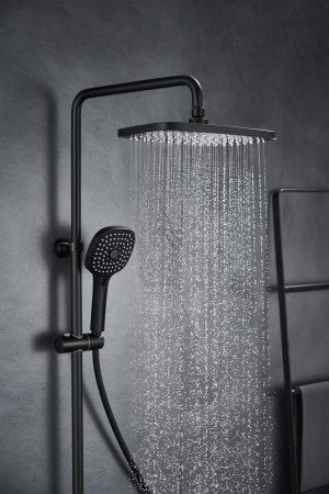 Душевая стойка с тропическим душем Savol SK-H3145H черная матовая фото