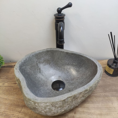 Накладная раковина из речного камня RS01146 (39*34*15) фото