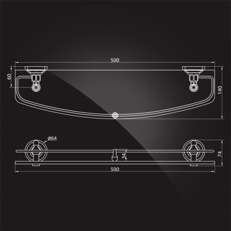 Полка стеклянная Elghansa Praktic Gold PRK-550-Gold 50 см фото