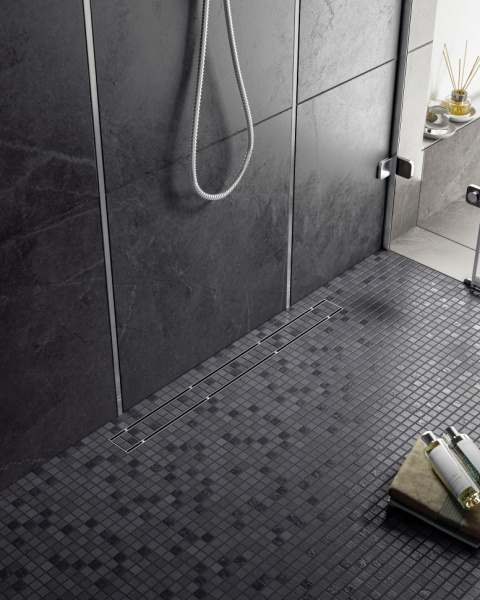 Душевой лоток Timo Drain System 100 DS230210/01 с двусторонней панелью под плитку, цвет сатин фото