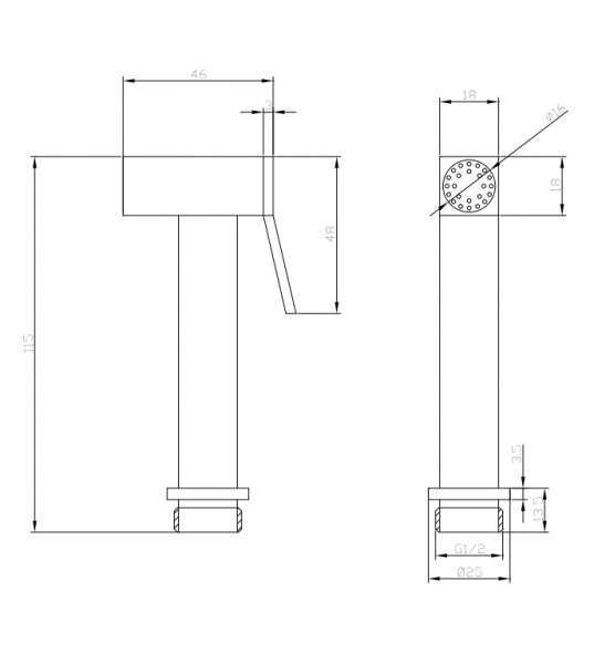 Гигиеническая лейка Omnires Bidetta BIDETTA2-R/KCR фото