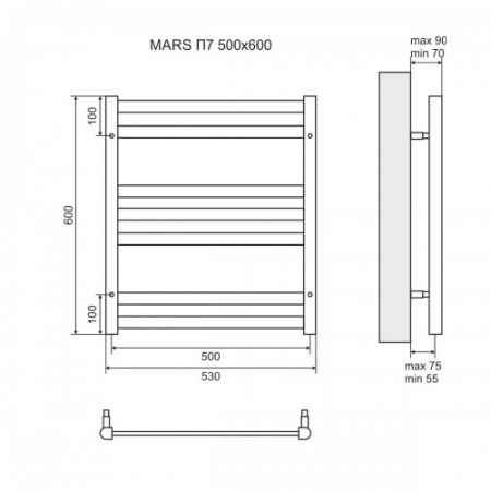 Полотенцесушитель электрический Lemark Mars LM35607E 50x60 фото