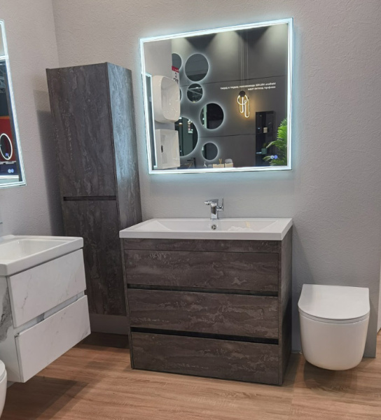 Тумба с раковиной напольная Art&Max Family FAMILY-M-900-3C-PIA-IS железный камень / с подставкой для ребенка фото