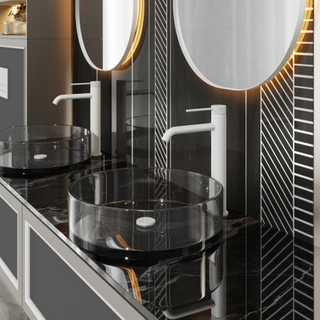 Высокий смеситель для раковины Timo Saona 2411/16F Белый матовый фото