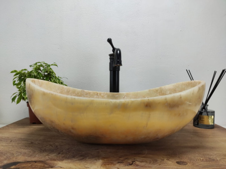 Накладная раковина из оникса Oval Yellow OO-01033 (55*38*19) фото