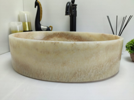 Накладная раковина из оникса Indo Oval Yellow OY-00353/1 фото