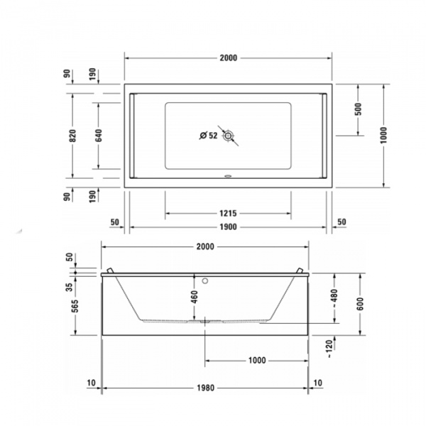 Акриловая ванна Duravit Starck 700341000000000 200x100 фото